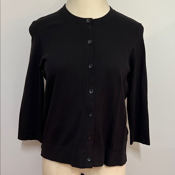 Eddie Bauer Sweaters - Women’s 3/4 Length Sleeve Eddie Bauer Black Button-Up Sweater Size XL